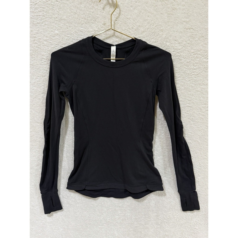 Lululemon Runderful Long Sleeve Shirt - Size 4 Black -Running Walking Athleisure